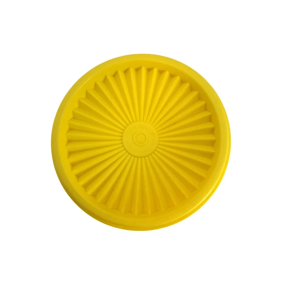 Tupperware Servalier Canister‎ Vintage Yellow Sunburst Lid 811-13 Floral